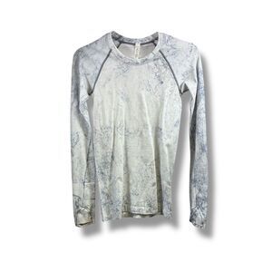 Lululemon Swifly Tech Long Sleeve 2.0 MultiDye in White Gray Size 4